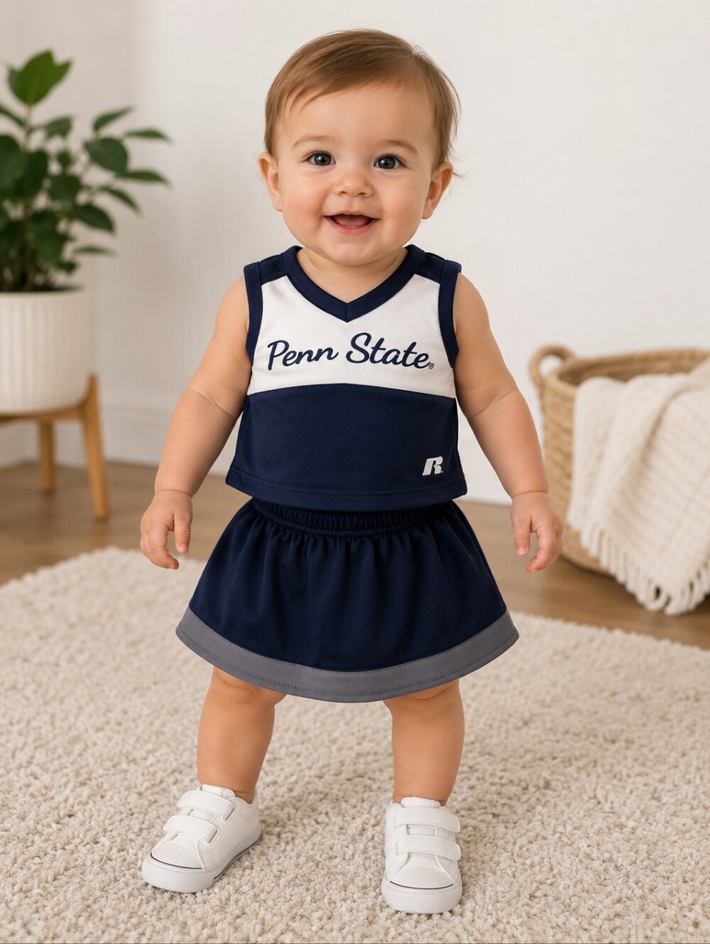 Russell Navy Penn State Nittany Lions 2PC Cheer Set Oufit Baby Girl's 12-month